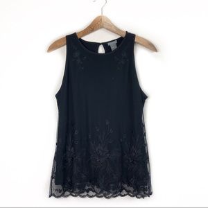 Ann Taylor Sleeveless Black Top Large